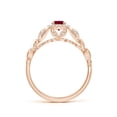 thumbnail image 2 of ANGARA Natural Nature Inspired Ruby Halo Ring with Leaf Motifs in 14K Rose Gold for Women (Size-4mm) | July Birthstone, Birthday, Anniversary, Jewelry Gift for Women | Natural Ruby Ring, 2 of 10