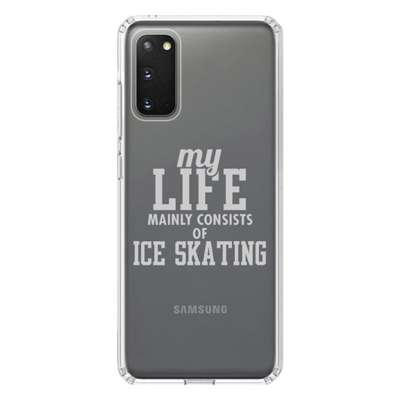 DistinctInk Clear Shockproof Hybrid Case for Galaxy S20 ULTRA / 5G (6.9" Screen) - TPU Bumper Acrylic Back Tempered Glass Screen Protector - My Life Mainly Consists of Ice Skating