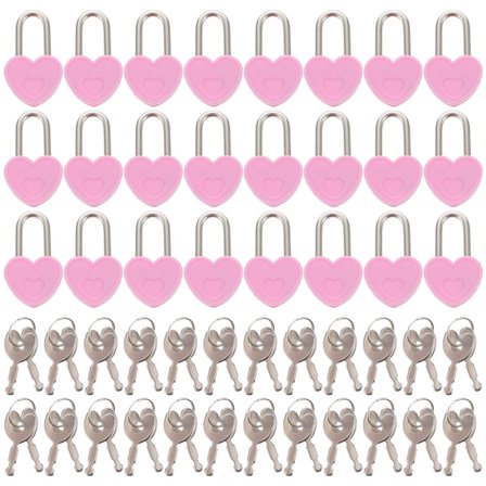 Hemoton 24pcs Small Metal Padlock Heart Shaped Padlock Mini Diary Book Lock with Keys