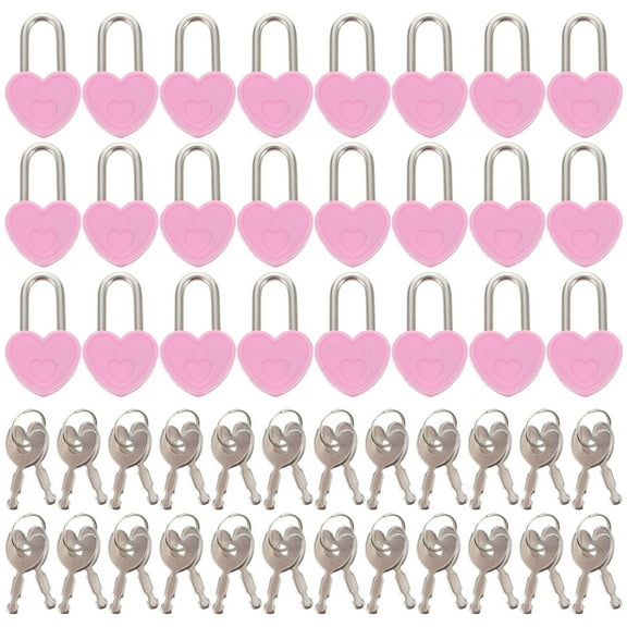 24pcs Heart Shaped Small Metal Padlocks Mini Diary Book Locks with Keys