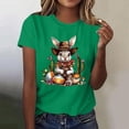 thumbnail image 4 of Mujeres de Manga Corta Tops Casual Nuevo Cuello Redondo Pascua, Ligera Camiseta de Poliéster Spandex, 4 of 4