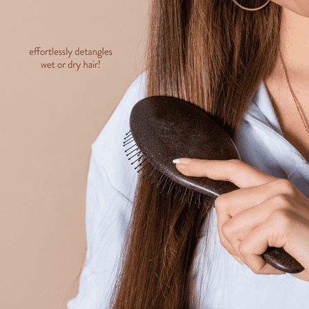 Danielle Creations Eco Natural Bristle Oval Paddle Detangling Hair Brush & Separating Clips