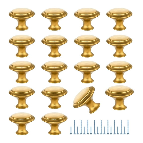 Genreen 10 Pack 30mm Gold Kitchen Cabinet Knobs Drawer Pulls with Installation Screws for Dressers Kitchens Cupboard