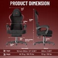 thumbnail image 6 of Luxvie Gaming Chair with Footrest High Back Ergonomic Office Chair with Massage & Wider Seat Cushion Swivel Computer Gamer Chair for Adults, Black&Red, 6 of 10