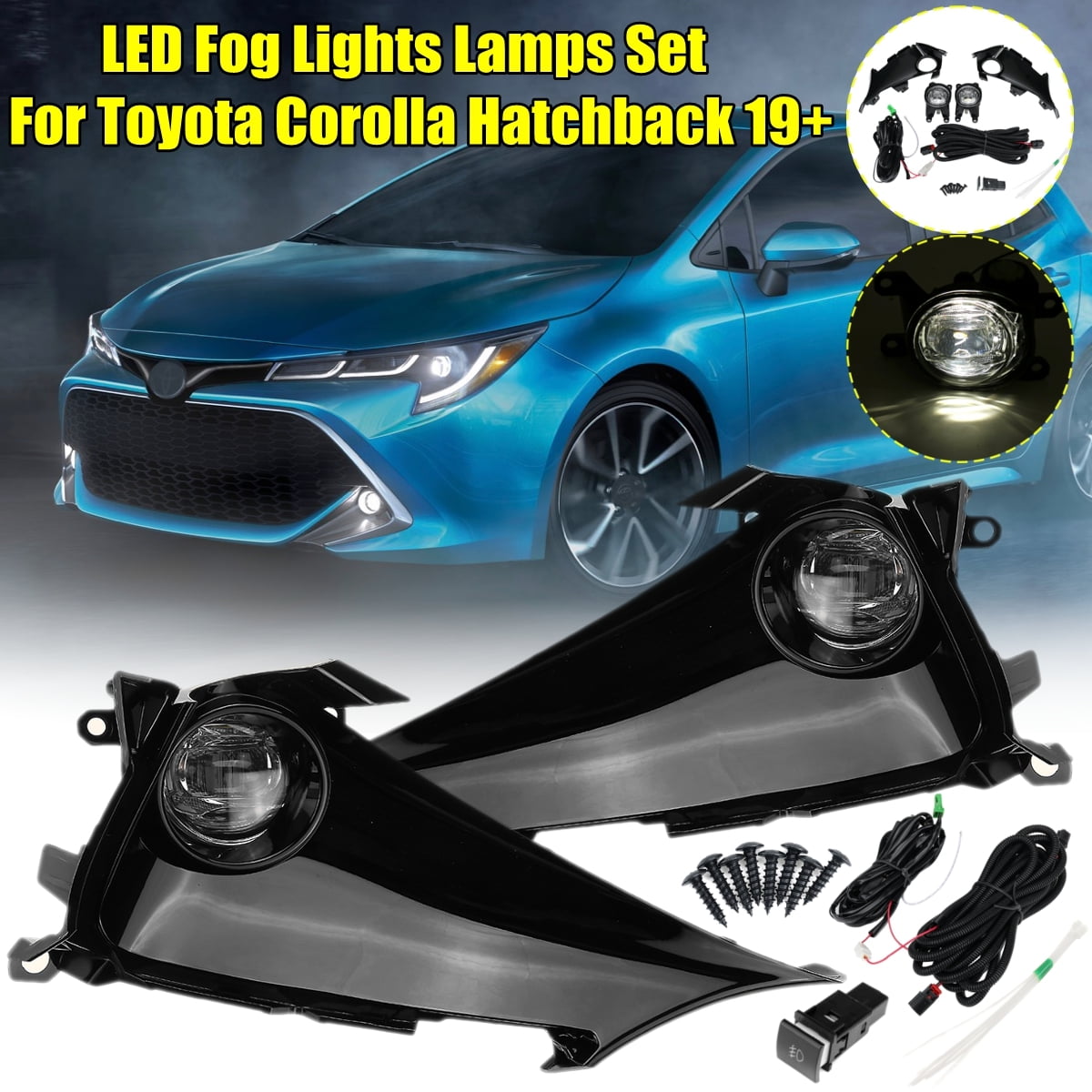 LED Fog Lights Lamps & Cover Set For Toyota Corolla Hatchback 20192020