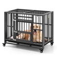 thumbnail image 1 of Gymax Foldable Heavy-Duty Metal Dog Cage w/ Lockable Universal Wheels 3 Lockable Doors, 1 of 10