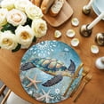 thumbnail image 2 of Coastal Sea Turtle Round 15 Inch Placemats Set of 2, Vintage Teal Nautical Beach Botanical HeatResistant Non Slip Place Mats for Dining Table, Wipeable Braided Kitchen Table Mats for Housewarming, 2 of 9