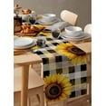 thumbnail image 3 of Hokiten Table Runners 36 Inches Long Dress Scarves, Yellow Sunflower Farmhouse Kitchen/Dining Table Runner, Short Coffee Tablerunners, White Black Checkered Retro Art 13x36 Inch, 3 of 7
