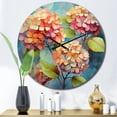 thumbnail image 1 of Designart "Coral Hydrangea curious" Floral Oversized Wall Clock, 1 of 6