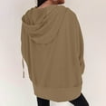 thumbnail image 4 of Scyoekwg Womens Jacket Zipper Hooded Jackets Long Sleeve Casual Solid Color Fashion Loose Lightweight Coats (Khaki,S), 4 of 8