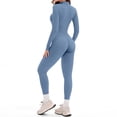 thumbnail image 4 of QHFBli Women Long Sleeve Workout Jumpsuit Zip Up Romper Bottom Pants Bodysuit Bodycon, 4 of 4