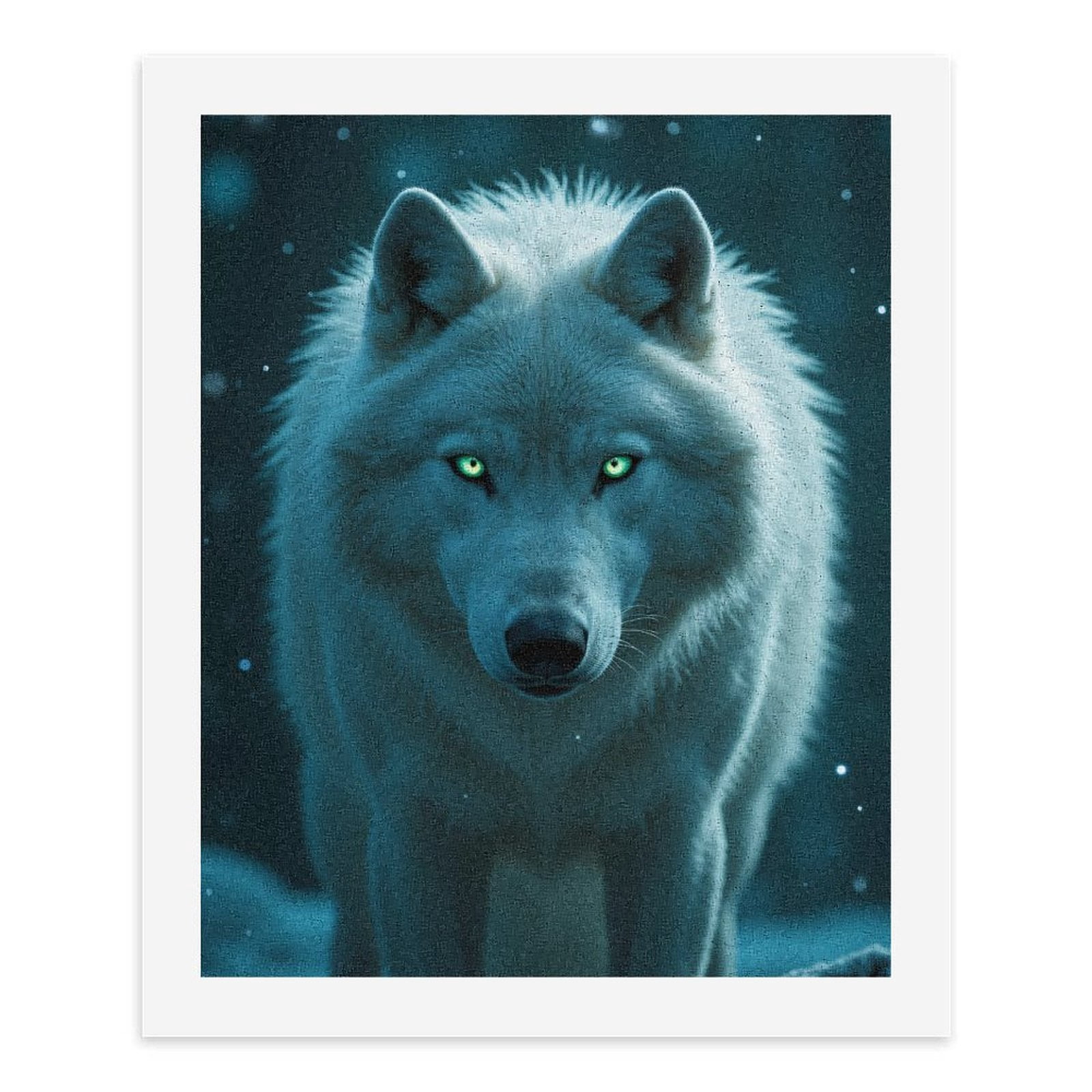 Paint By Numbers Kit for Adults Beginner - DIY White Wolf Luminous Eyes Winter Night Canvas Painting Kits for Adults, Frameless Paint By Number for Adults for Home Wall Decor 16x20 Inch