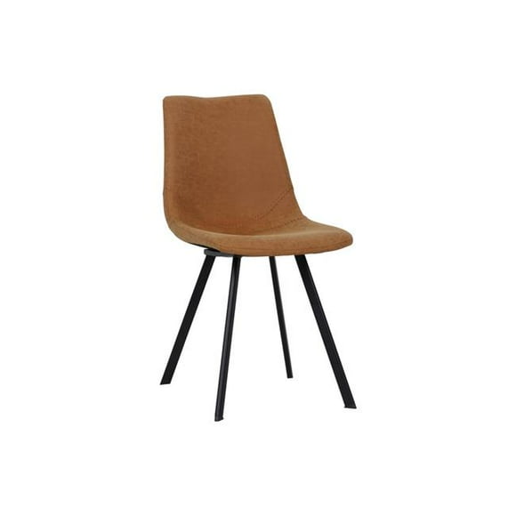 LeisureMod MC18BR Markley Modern Leather Dining Chair with Metal Legs - Light Brown