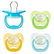 Mama Bear Glow-in-the-Dark Baby Pacifier, Stage 1 (0-6M), BPA Free, Assorted Colors (Pack of 4)