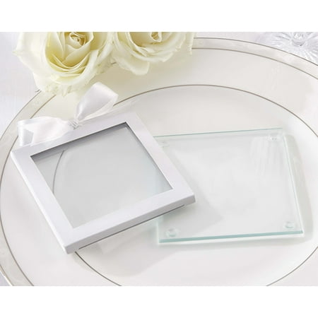 Gift Glass - White Glass Coaster Gift Sleeve (Set of 12)