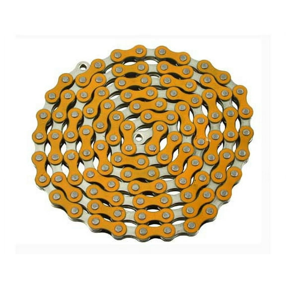 YBN Chain 1/2x1/8x112 Orange/Chrome. for bicycle Chain, bike chain, lowrider bikes, beach cruiser, chopper, limos, stretch, bmx
