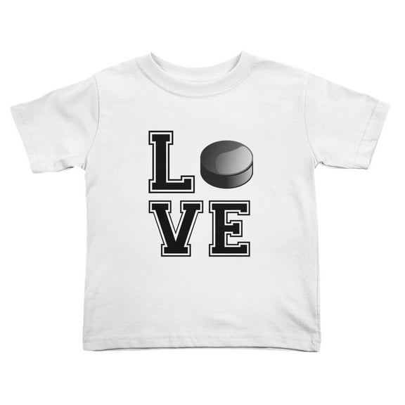 Hockey Love Cute Toddler T-Shirts for Boys Girls (White, Youth S)