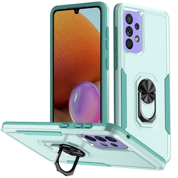 for Samsung Galaxy A52 5G/4G Armor Case with Camera Lens Slide Protection [Military Grade Drop Tested] for Magnetic Car Mount Ring Holder Kickstand Protective Heavy Duty Phone Case,Green