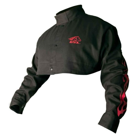 BSX Flame-Resistant Welding Cape Sleeve - Black with Red , Size 2X-Large