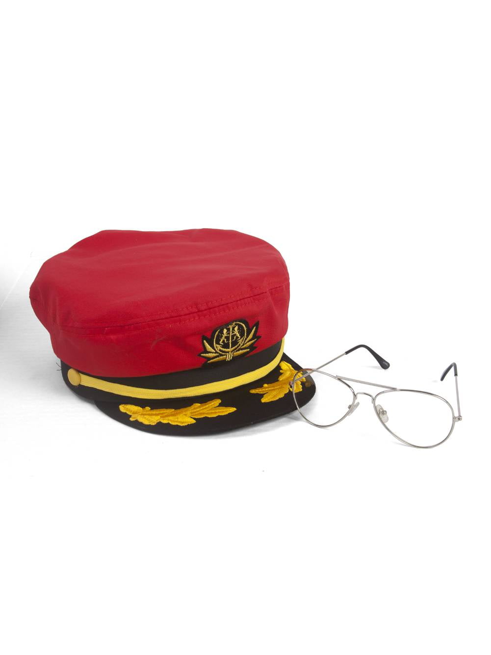 Sea Captain's Kit Captain Hat + Aviator Sunglasses Red Clear