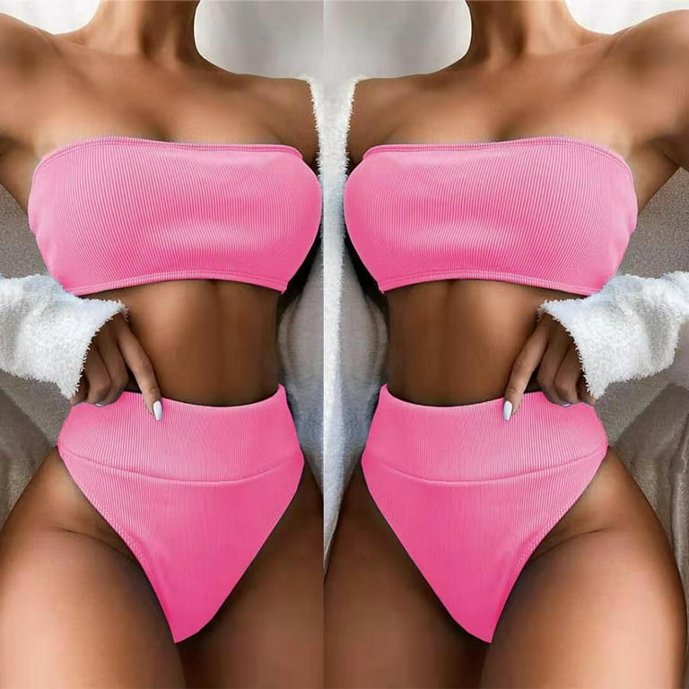 Women Sexy Micro Bikini Set Solid Color Halter Neck Swimsuits