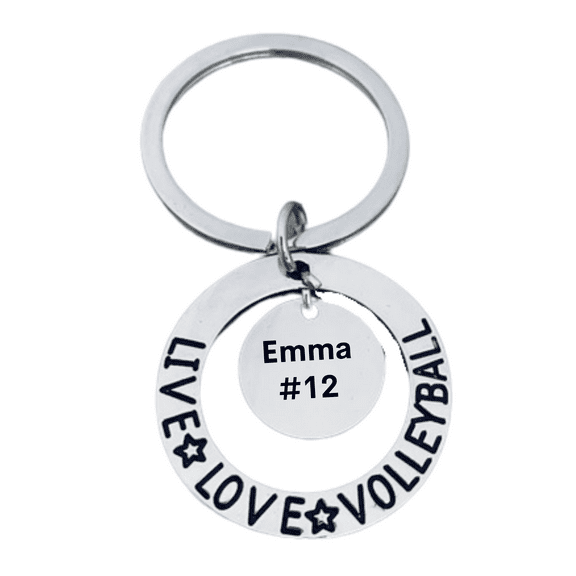 Personalized Engraved Volleyball Keychain Live Love Gift for Coaches and Players