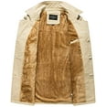 thumbnail image 3 of Mens Winter Windbreaker Plus Velvet Mid-Length Slim with Epaulettes Trench Coat, 3 of 6