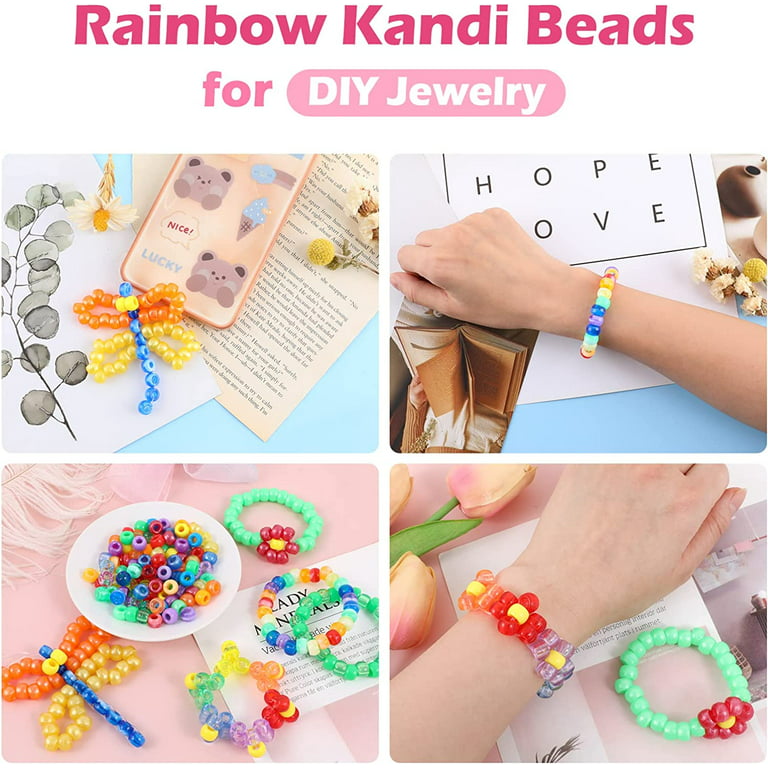 Miss Rabbit 1660+ Pcs Kandi Beads Kit for Bracelet Making, Rainbow Hair  Beads for Braids for Girls Women, Pony Beads for Jewelry Making with  Colorful