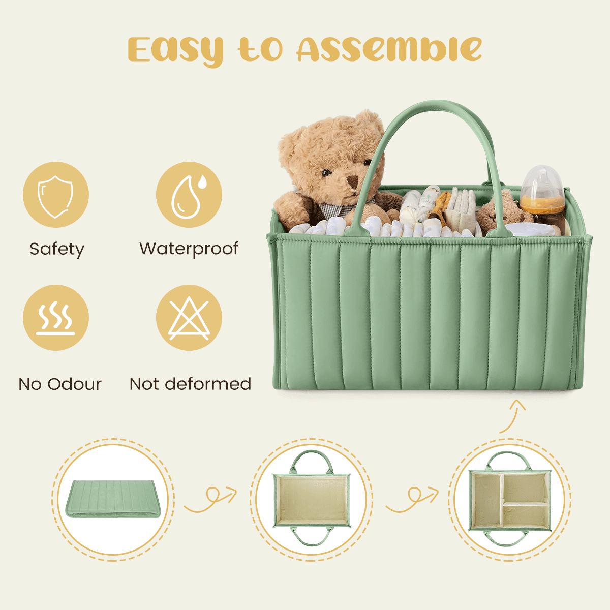 Baby Diaper Caddy Basket Organizer-Sturdy, Breathable & Washable, Large Organizer Tote Bag for changing table, Diaper Nursery Storage Organizer for Baby Stuff, Baby Shower Gifts for Newborn