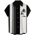 thumbnail image 2 of XIAONU Men Tree Stripe Print Shirt Short Sleeve Button Vacation Tops, 2 of 3