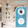thumbnail image 2 of Corner Shower Caddy Tension Pole, Rustproof Bathtub Storage Organizer with 4 Adjustable Shelves, Bathroom Rack Shampoo Holders for Inside Shower, 40"-120" Floor to Ceiling White, 2 of 4