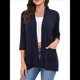 thumbnail image 1 of Cárdigan Informal para Mujer con Bolsillos, Mangas 3/4 y Abertura Frontal. Azul Marino M, 1 of 10