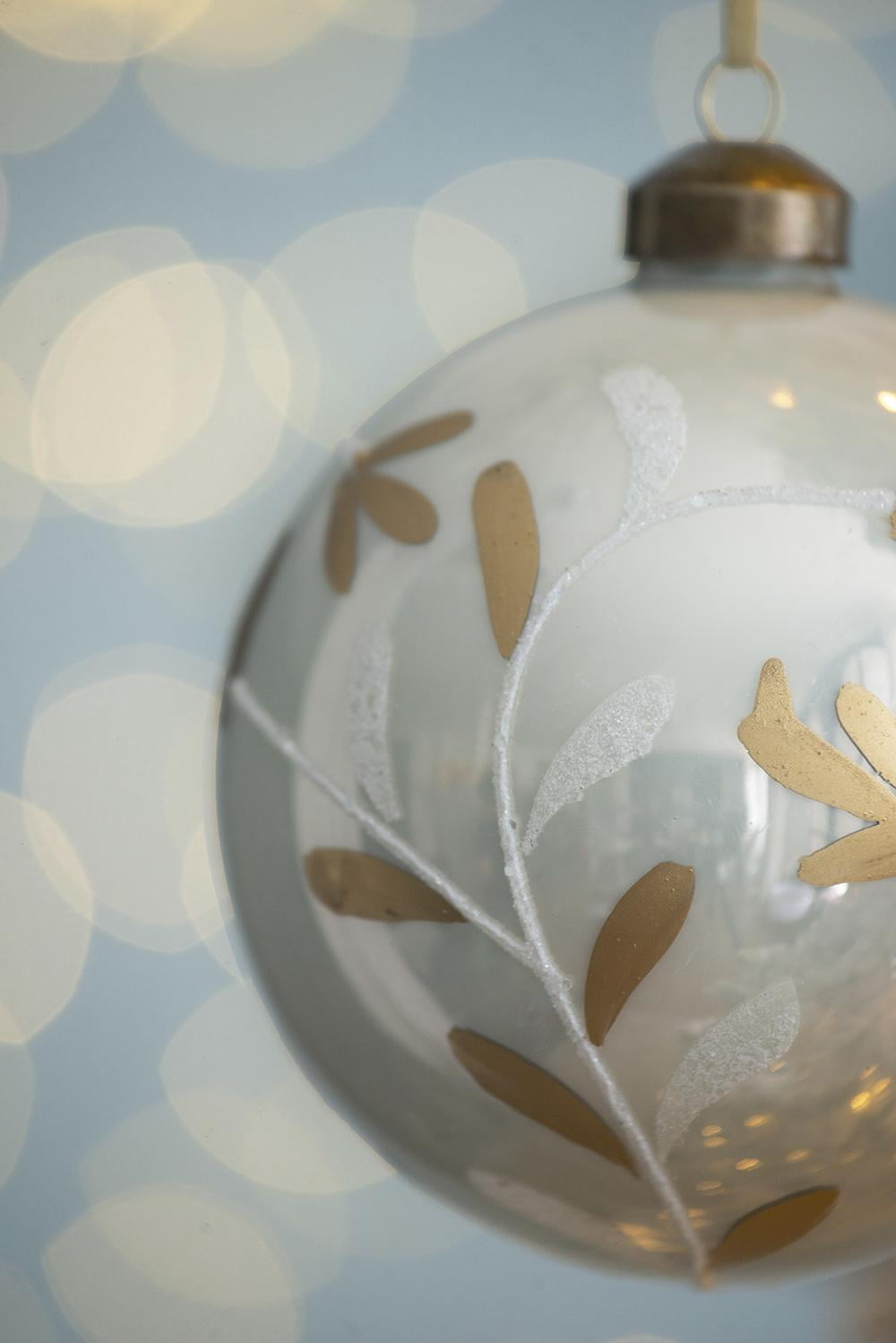 Set of 6 Glass Christmas Ball Ornaments with Glitter and Painting Design by Riccardo Tree Decor