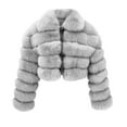 thumbnail image 3 of Cropped Faux Fur Jacket Women Dressy Fashion Long Sleeve Open Front Cardigan Furry Short Jackets Winter Coats, 3 of 3