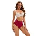 thumbnail image 5 of DARING DIVA Women's High-Waisted Underwear Thong Briefs Lace Trim Panties Wine Red L, 5 of 6
