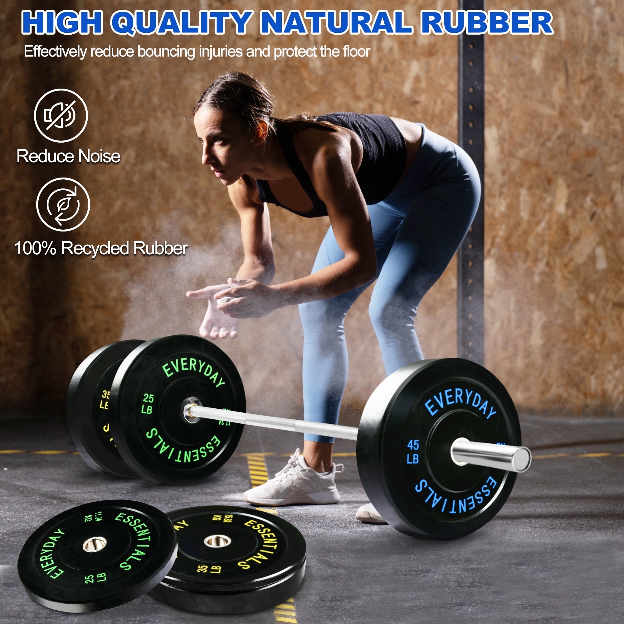 BalanceFrom Olympic Bumper Plate Weight Plate with Steel Hub, Black, 210 lbs Set, Multiple Packages