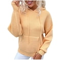 thumbnail image 3 of LEEYNEER Women Leisure Time Long Sleeved Hooded Pullover Solid Fashion Sweater Plus Size Tops for Ladies Autumn Winter Casual Loose Tunic Blouse Pink S, 3 of 5