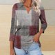 thumbnail image 2 of Camiseta de Solapa de Cuello en V de la Manga Superior de 3/4 de las Mujeres, Uso Diario Cómodo Casual, 2 of 5