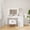 White + soft storage stool, variant on GOCAPTAIN Vanity Desk with Mirror & LED Lights, Makeup Vanity Desk with 3 Drawers & Power Outlet & Storage Shelves, Dressing Table for Bedroom, Black