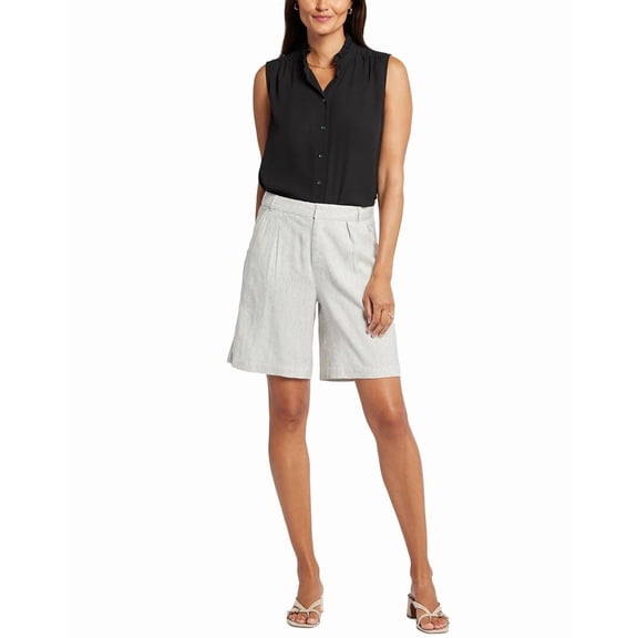 NYDJ womens Relaxed Slubby Stripe Linen-Blend Short, 0