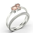 thumbnail image 3 of Unique 3 Stone Minimalist 1.05 Carat Round Morganite Engagement Ring, Trilogy Ring, Wedding Ring in 925 Sterling Silver With 18k White Gold Plating , Bridal Set, Matching Band, 3 of 3