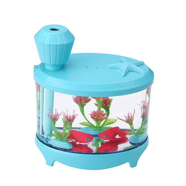 Novel Fish Tank LED Night Light Household Air Humidifier Aquarium Small Cylinder Air Purifier Misting Maker Lamp High Capacity Sprayer USB Mini Fresh Filter
