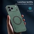 thumbnail image 2 of ELEHOLD For iPhone 17 Pro Max Magnetic Case, Shockproof Ultra Slim Luxury Leather Magnetic Drop Protection Cover Full Lens Protection, Green, 2 of 6