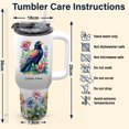 thumbnail image 6 of Custom Name 40oz Crow Tumbler with Handle & Straw - Stainless Steel Travel Cup for Girls, Women - Unique Bird Lover Gift for Holiday, Christmas or Birthday Present, 6 of 6
