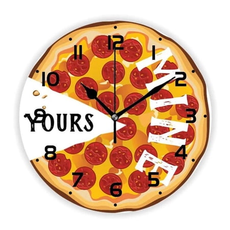 Novelty I Love Pizza Heart Heartbeat Kitchen Wall Clock for Pizza Lover Fast Food Restaurant Diner Pizza Wall Watch Home Decor（10 Inch）