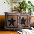 thumbnail image 6 of Vintage Navy Blue Star Throw Pillow Covers 20x20 Inch Navy Blue Red Primitive Outdoor Pillow Cover Set of 2 Rustic Farmhouse Home Decorative Square Double Sided Cushion Cover for Sofa Bedroom Porch, 6 of 8