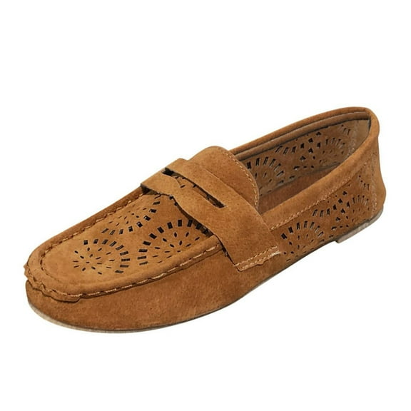 GEZHEN Women's Casual Flat Soled Hollow Slip On Shoes Out Ladies Perforated Loafers Fashion Shoes Non Slip Low Top Platform Shoes