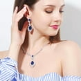 thumbnail image 6 of Royal Blue Cubic Zircon Big Dangle Drop Necklace Earrings Costume Jewellery Set, 6 of 9