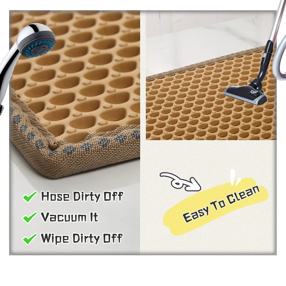 2-Layer Cat Litter Mat Litter Trapper Size 21" X 14" Yellow Traps Litter from Box, Soft on Kitty Cat Paws Honeycomb Double-Layer, Helps to Waste Less Litter on Floors 2-Layer Cat Litter Mat Litter Trapper Size 21" X 14" Yellow Traps Litter from Box, Soft on Kitty Cat Paws Honeycomb Double-Layer, Helps to Waste Less Litter on Floors