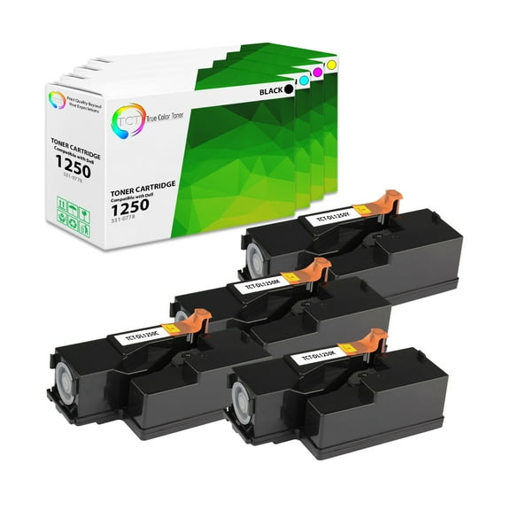 TCT 1250 Toner Cartridge 4 Pack - Premium Compatible Replacement for Dell 1350CNW 1355CN C1760NW C1765NF